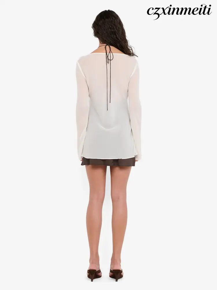 AUGUSTIN LAYERED MINI DRESS - SNOW/DARK CHOC - Dresses