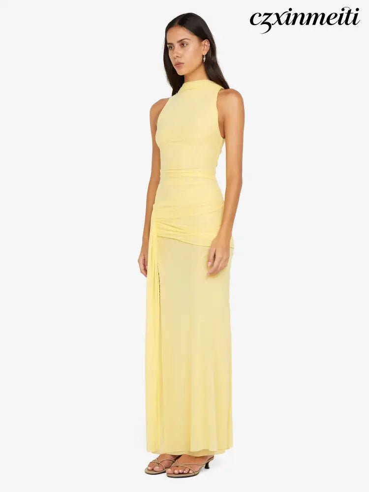BLAINE DRAPE MAXI DRESS - BUTTER - Dresses