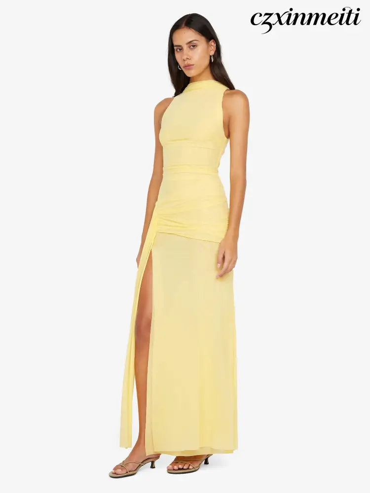 BLAINE DRAPE MAXI DRESS - BUTTER - Dresses