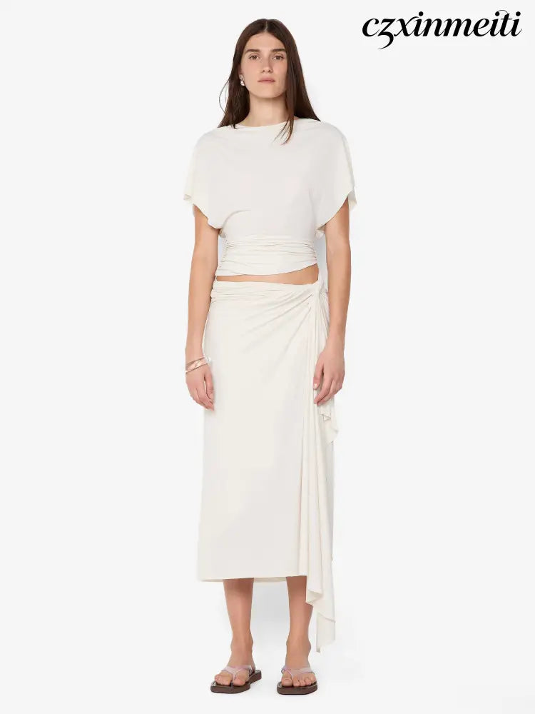 CLEMENTINE DRAPE SKIRT - VANILLA - Skirts