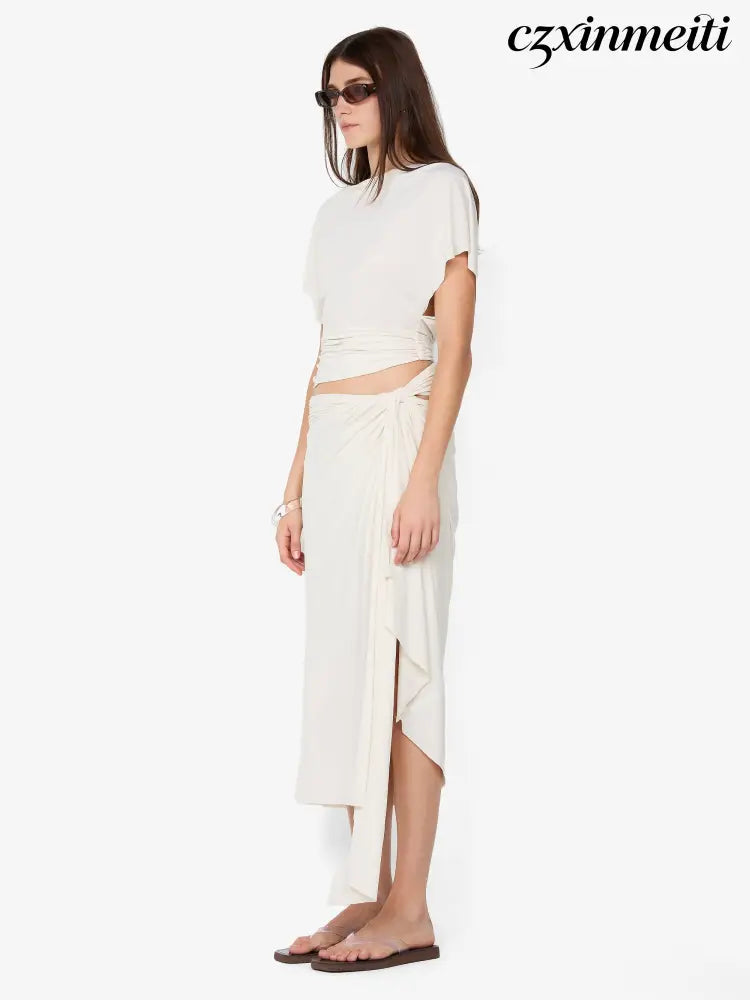 CLEMENTINE DRAPE SKIRT - VANILLA - Skirts