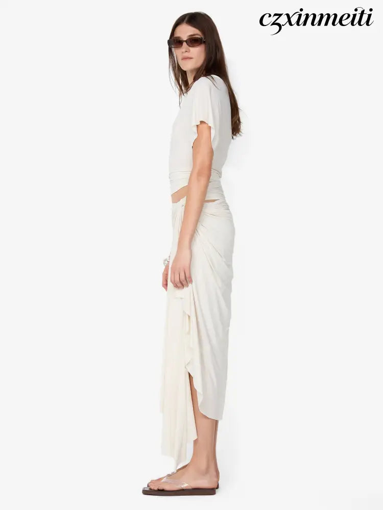 CLEMENTINE DRAPE SKIRT - VANILLA - Skirts