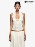 DANTE SPIRAL HALTER TOP - BUTTERCREAM - Shirts & Tops