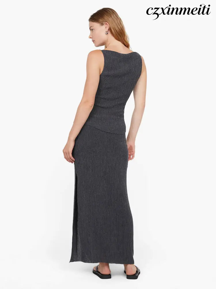 ELENA MAXI SKIRT - CHARCOAL - Skirts