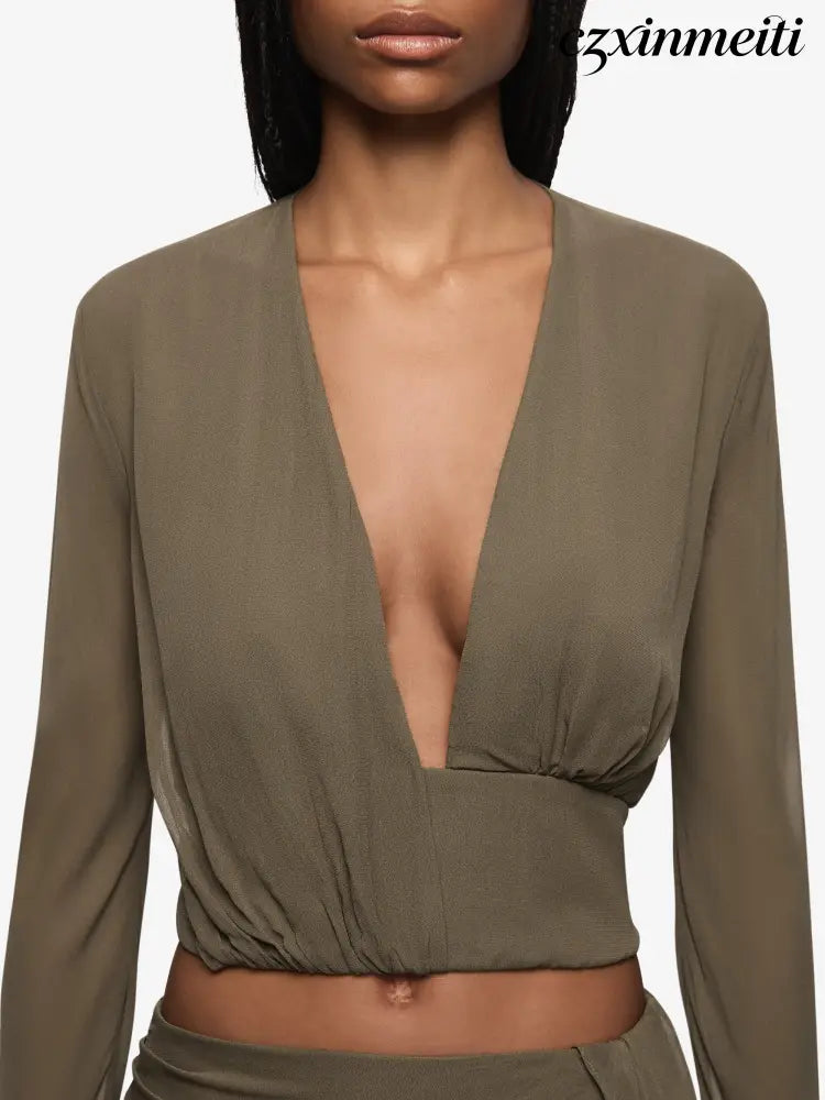 ISABELLA LONG SLEEVE TOP - TWIG - Shirts & Tops