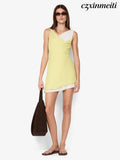 JEHNAYA ASYM MINI DRESS - CITRUS/BUTTER CREAM - Dresses