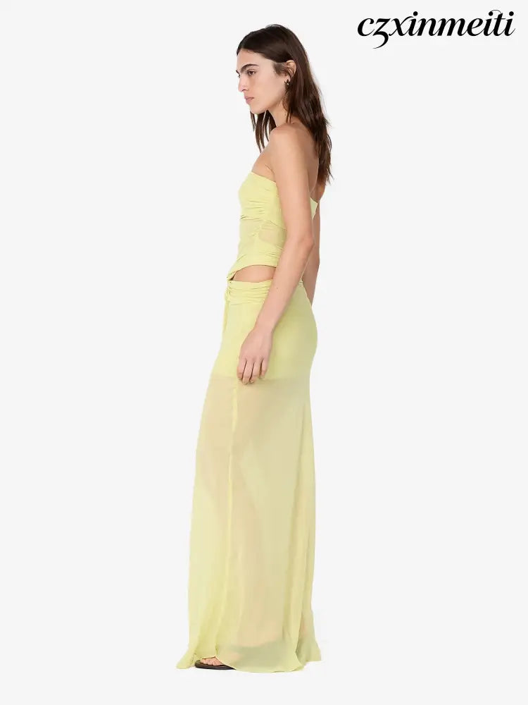JEHNAYA STRAPLESS MAXI DRESS - CITRUS - Dresses