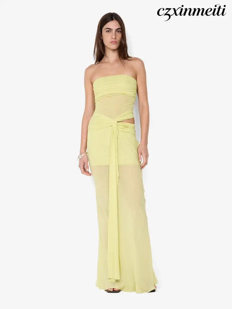 JEHNAYA STRAPLESS MAXI DRESS - CITRUS - Dresses