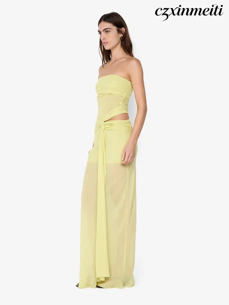JEHNAYA STRAPLESS MAXI DRESS - CITRUS - Dresses