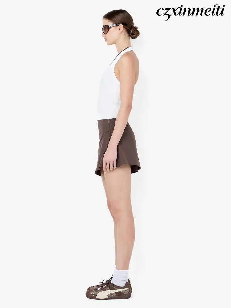 MARCELINE MINI SKIRT - DARK CHOCOLATE - Skirts