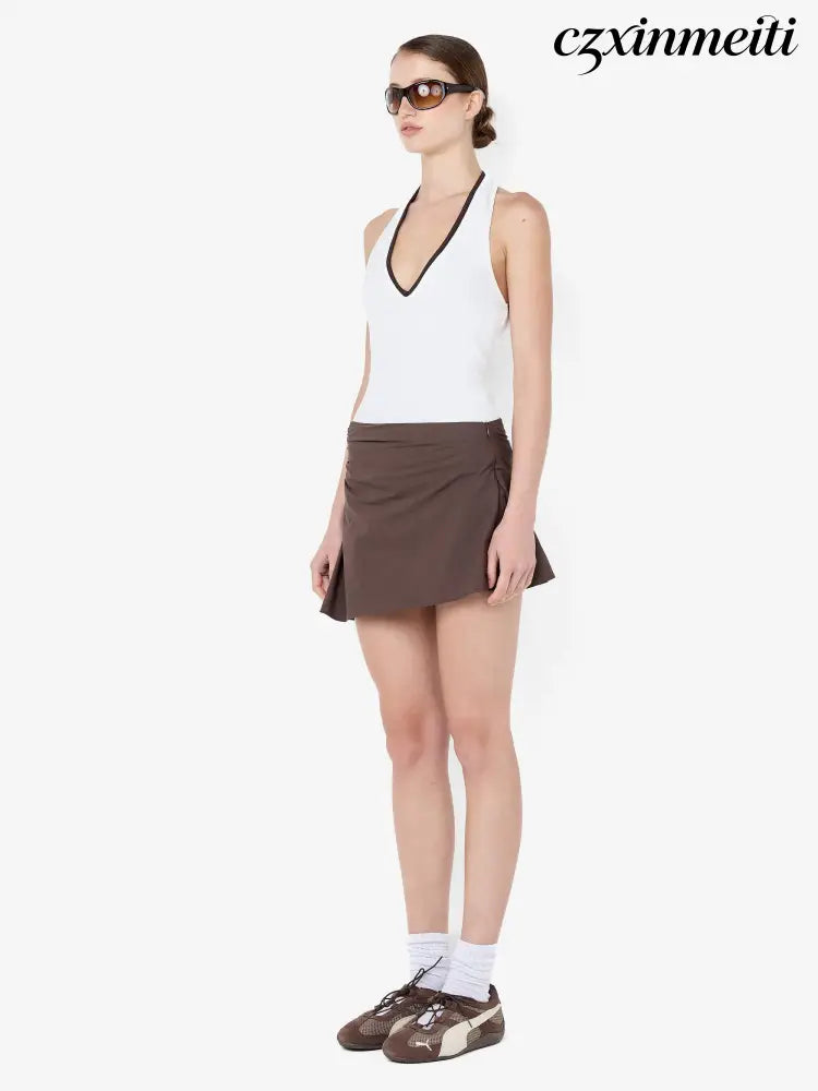 MARCELINE MINI SKIRT - DARK CHOCOLATE - Skirts
