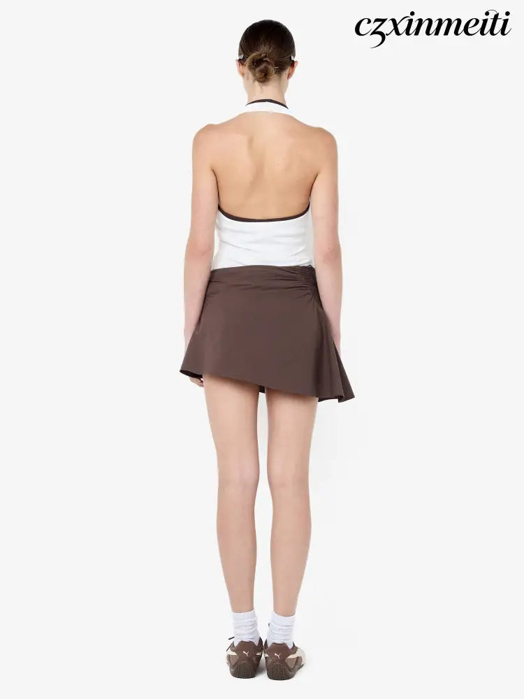 MARCELINE MINI SKIRT - DARK CHOCOLATE - Skirts