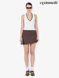 MARCELINE MINI SKIRT - DARK CHOCOLATE - Skirts
