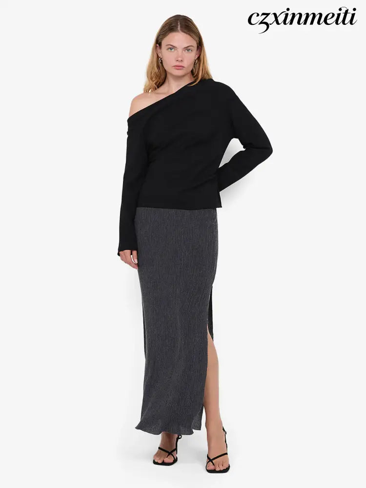 OTTIE ASYM TOP - BLACK - Shirts & Tops